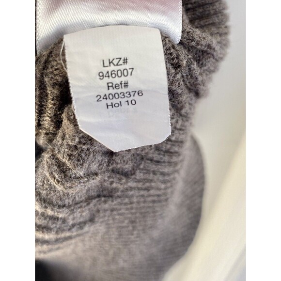 Eddie Bauer Grey V Neck Sweater Womens Medium Cable Knit Preppy Y2K Twilight Vtg - Picture 7 of 8